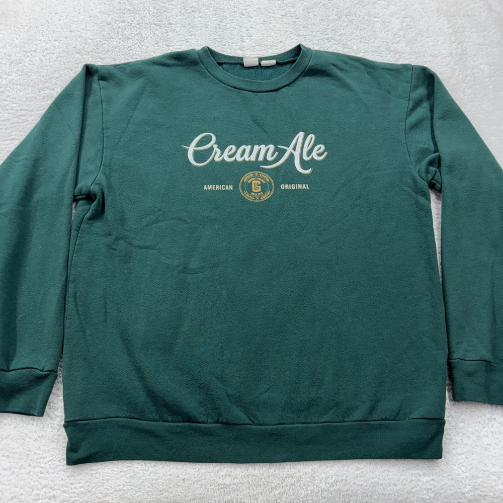 VTG American Apparel Cream Ale Graphic Sweatshirt Mens Forest Green USA Made XL